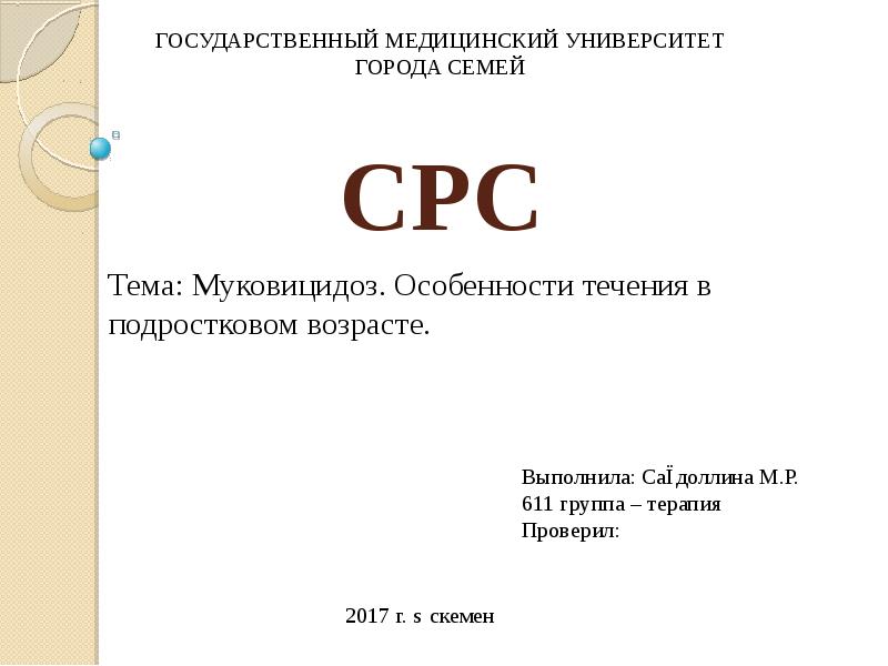 Образец самостоятельной работы студента