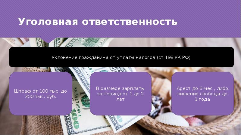 Ответственность за уклонение от уплаты налогов презентация