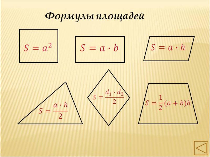 Площади четырехугольников 8 класс презентация