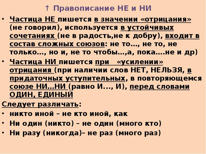 Частицы не и ни тест