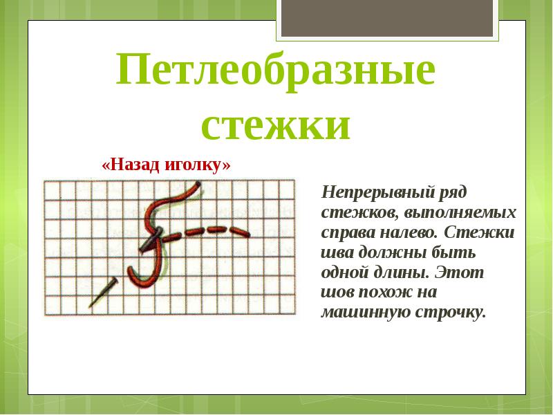 Презентация шов назад иголку пошагово