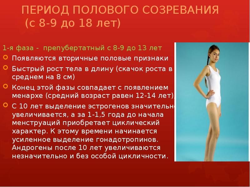 ПЕРИОД ПОЛОВОГО СОЗРЕВАНИЯ  (с 8-9 до 18 лет) 1-я фаза