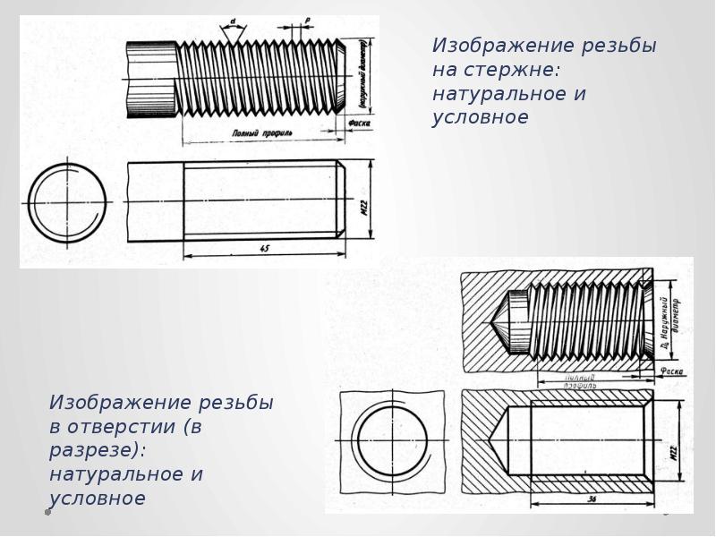 Чертеж с внутренней резьбой