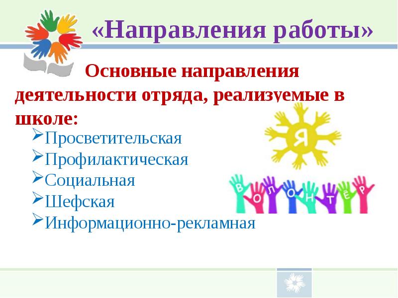 Направления деятельности отрядов. Направления работы школьного волонтерского отряда в школе. Название волонтерского отряда в школе. Название отряда волонтеров в школе. Цели работы волонтерского отряда.