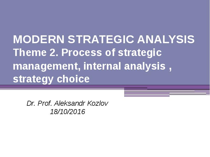 MODERN STRATEGIC ANALYSIS Theme 2. Process of strategic management, internal analysis MODERN STRATEGIC ANALYSIS Theme 2. Process of strategic management, internal analysis