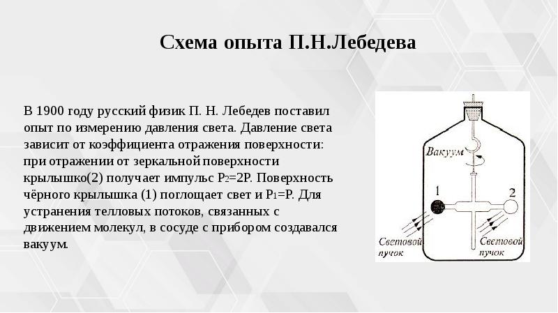 Презентация 11 класс давление света