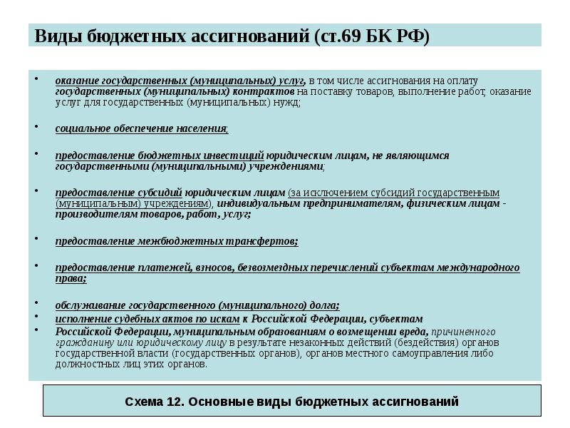 Полученные бюджетные ассигнования. Виды бюджетных ассигнований. Виды бюджетных ассигнаций. Правовые основы государственных и муниципальных доходов.