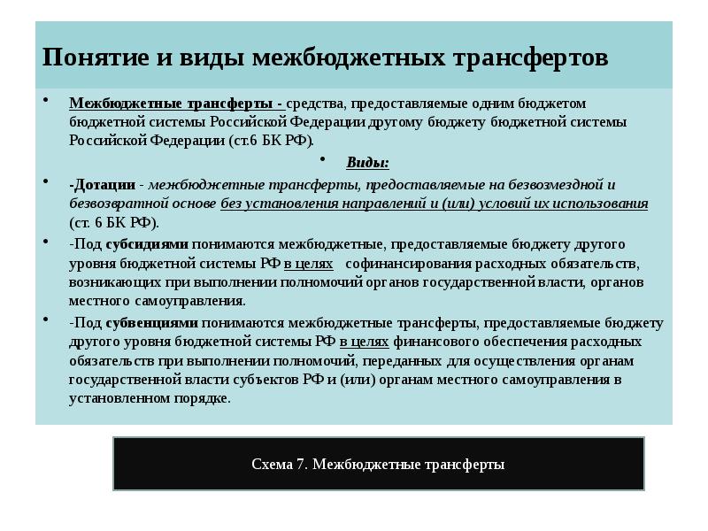 Межбюджетные трансферты предоставляемые на безвозмездной и безвозвратной