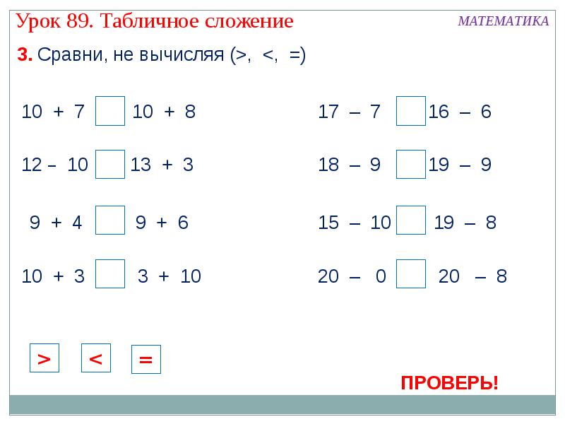 Математика 1 класс презентация сложение и вычитание