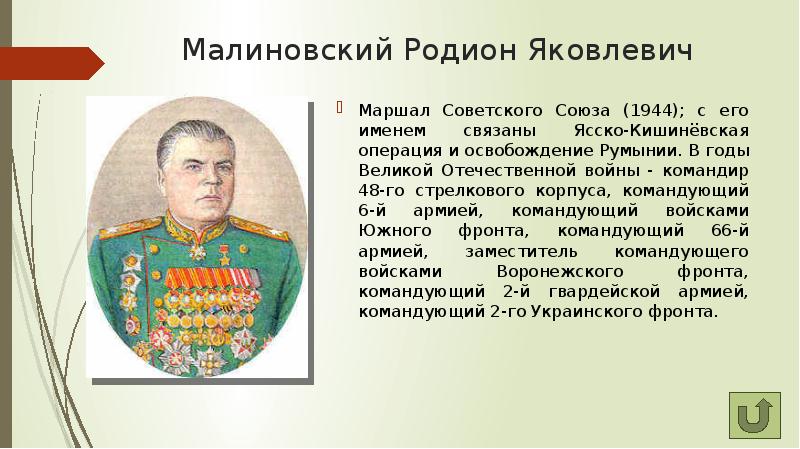 Малиновский родион презентация