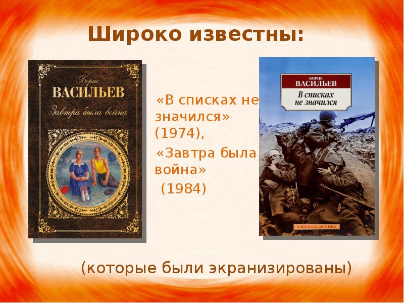 Презентация борис васильев в списках не значился презентация