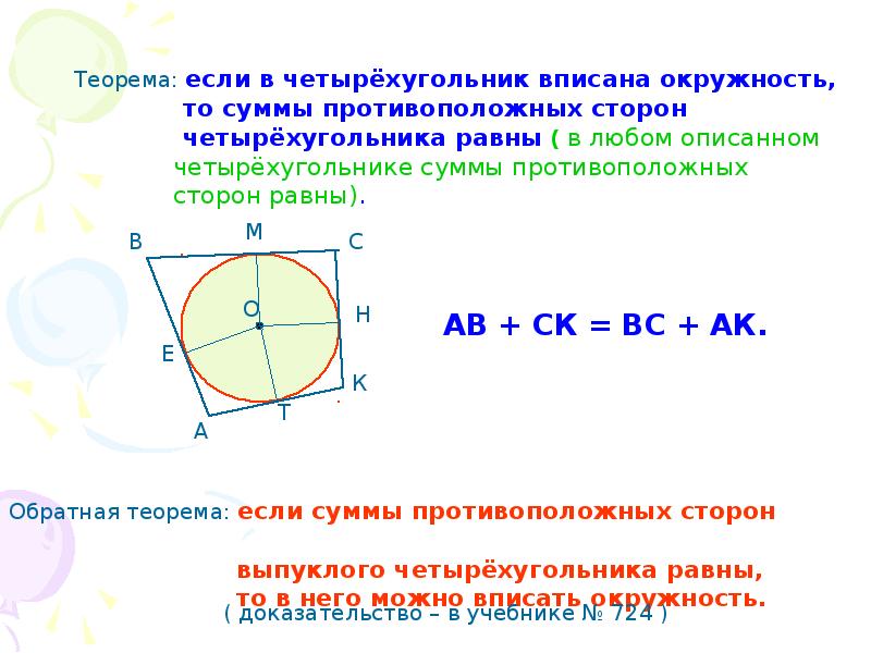 Презентация на тему вписанная окружность