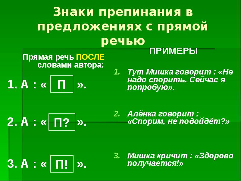 Если прямая речь разрывает слова автора схема предложения может выглядеть следующим образом