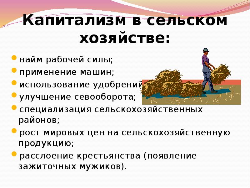 Черты капитализма в сельском хозяйстве