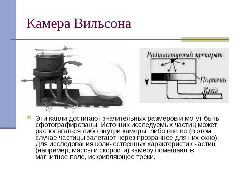 Камера Вильсона
Эти капли достигают значительных размеров и могут быть сфотографированы. Камера Вильсона
Эти капли достигают значительных размеров и могут быть сфотографированы.