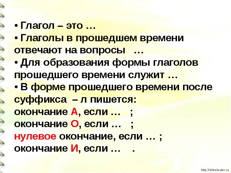 Родовые окончания глаголов 3 класс презентация