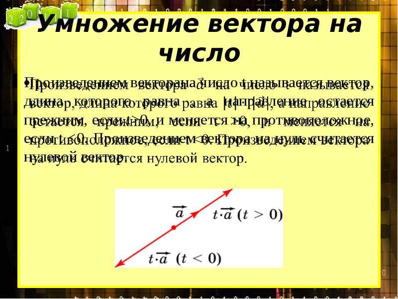 Умножение векторов на число 9 класс геометрия. Умножение векторов. Умножение вектора на число. Умножение вектора на вектор. Вектор умножить на число.