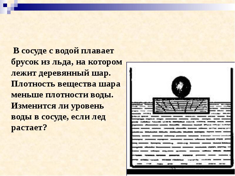 Шарик плавает в керосине так как показано на рисунке определите плотность шарика