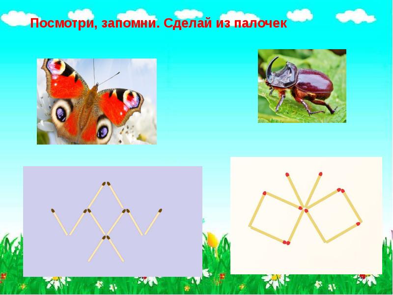 Сделай запомни. Бабочка из палочек. Бабочка из палочек для дошкольников презентация. Посмотри, запомни сделай. Посмотри и запомни пропуски.