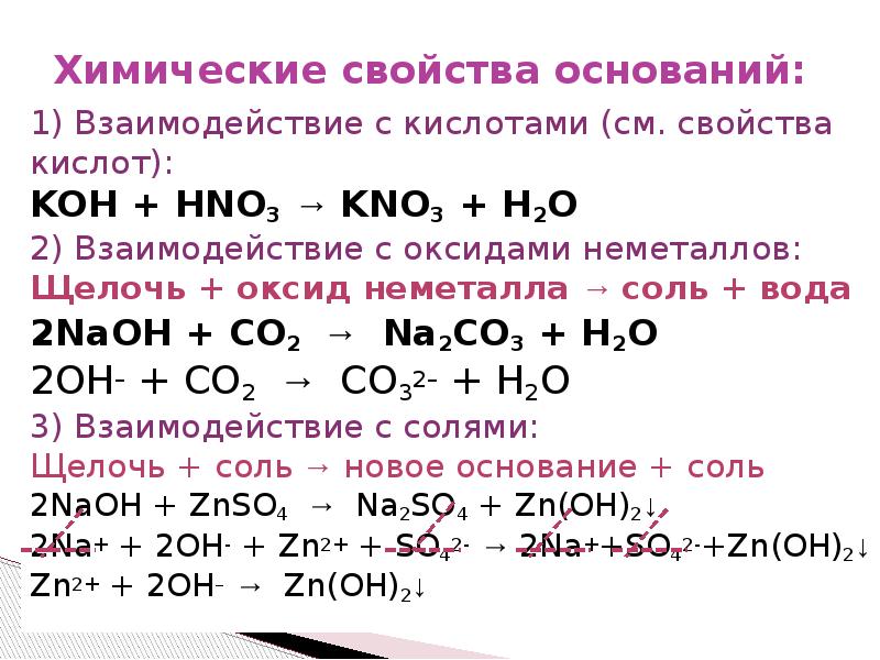 Химия свойства оксидов оснований кислот солей