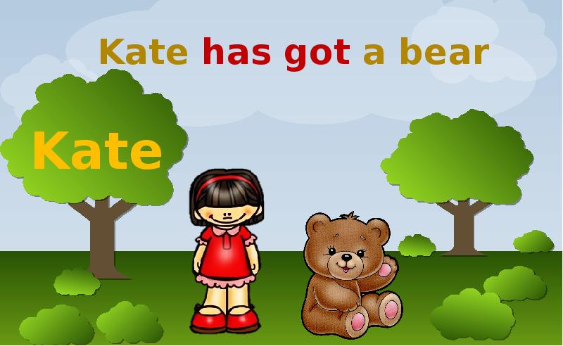 Katie has. Kate has got. Vera has got a Bear. I have got a Bear..