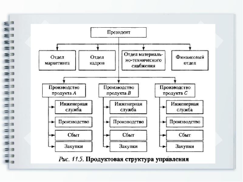 Дивизионально продуктовая структура схема