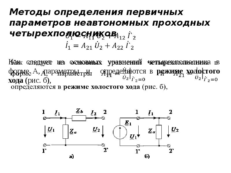 Для какого из четырехполюсников схемы которых приведены на рисунке выполняется условие a11 a22