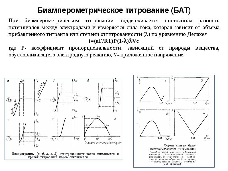 Биамперометрическое титрование (БАТ) Биамперометрическое титрование (БАТ)