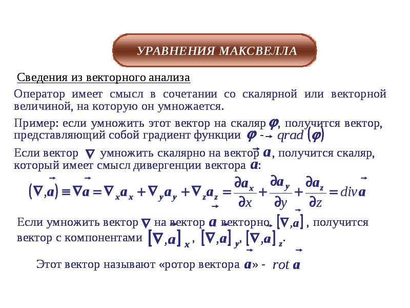 Физический смысл уравнения. Уравнения Максвелла ротор. Векторные уравнения Максвелла. Теорема Максвелла. Векторы в уравнениях Максвелла.