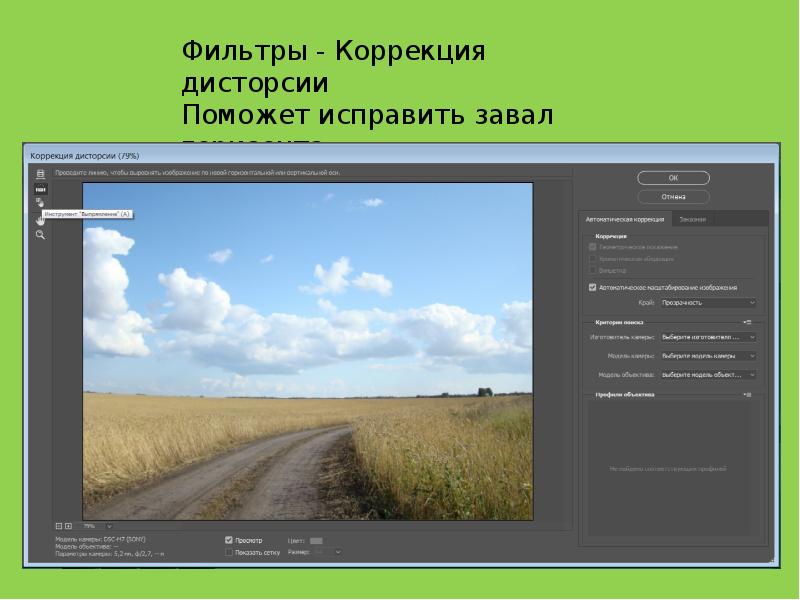 Поможете исправить. Коррекция дисторсии. Фильтр дисторсия. Коррекция дисторсии в фотошопе. Слайдовая презентация Photoshop.