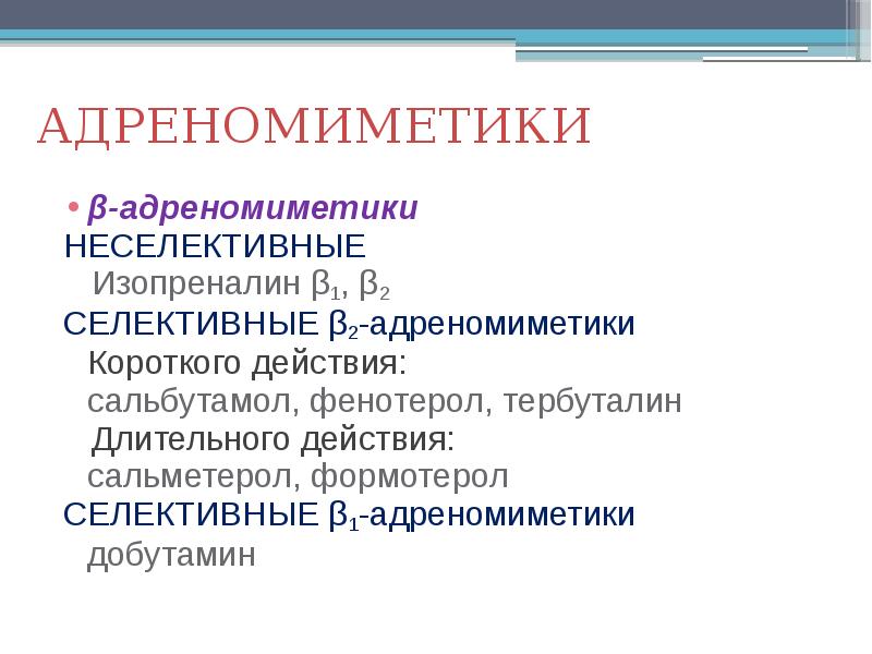 Презентация адреномиметики по фармакологии