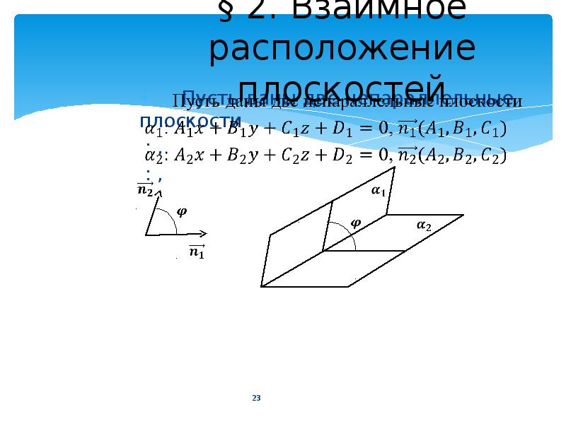 Расположение плоскостей