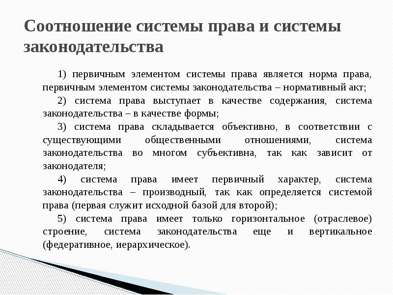 Система права и система законодательства проект