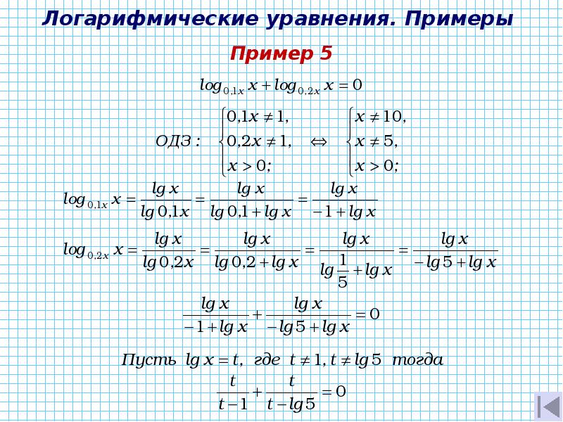 Презентация логарифмические уравнения и их системы