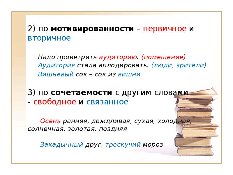 2) по мотивированности – первичное и вторичное    Надо