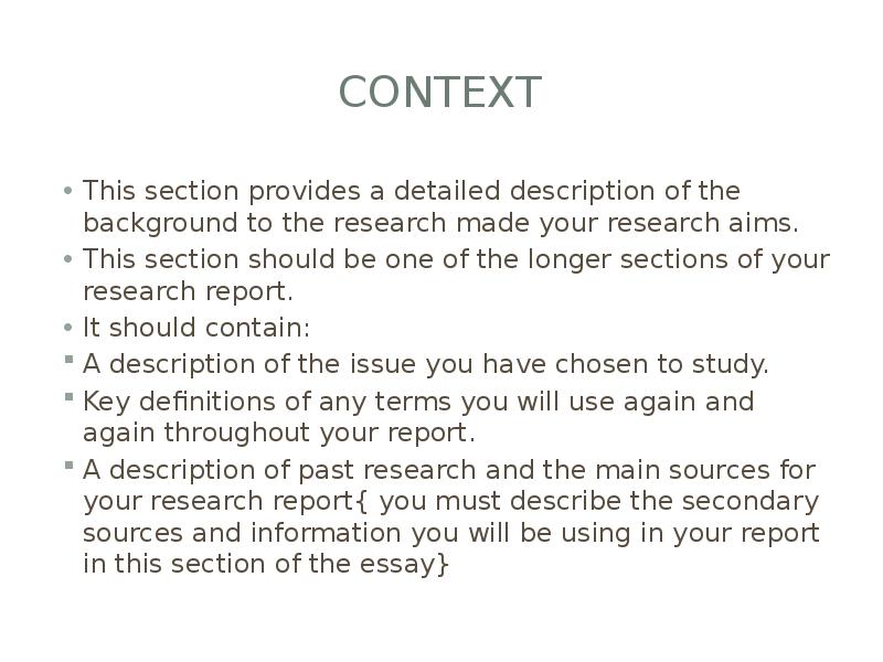 context This section provides a detailed description of the background to
