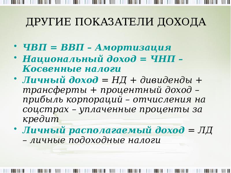 1 национальный доход. ЧВП= ВВП – амортизация. Личный доход чистый национальный продукт. ЧВП амортизационные отчисления. Стадии национального дохода.