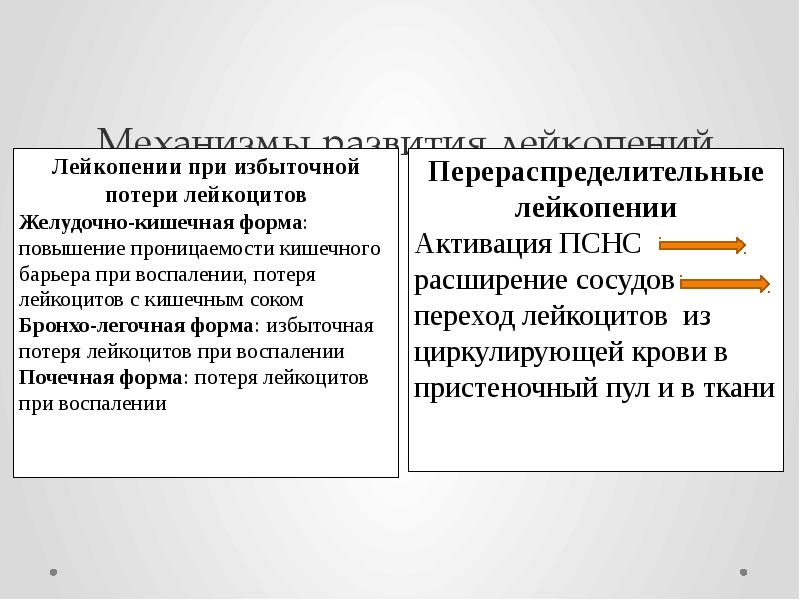 Механизмы развития лейкопений