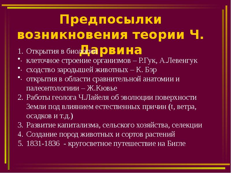 Предпосылки возникновения эволюционного учения дарвина презентация