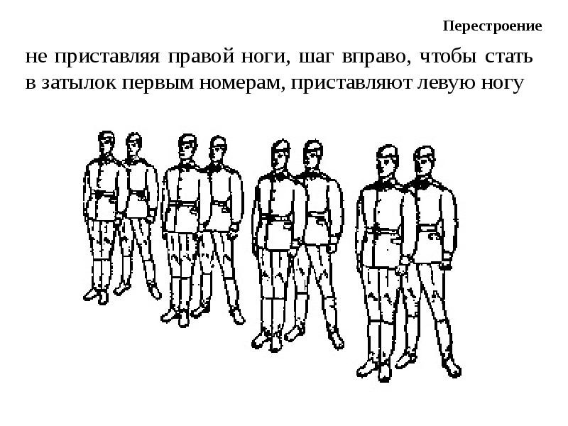 Перестроение из одной шеренги в две и обратно схема