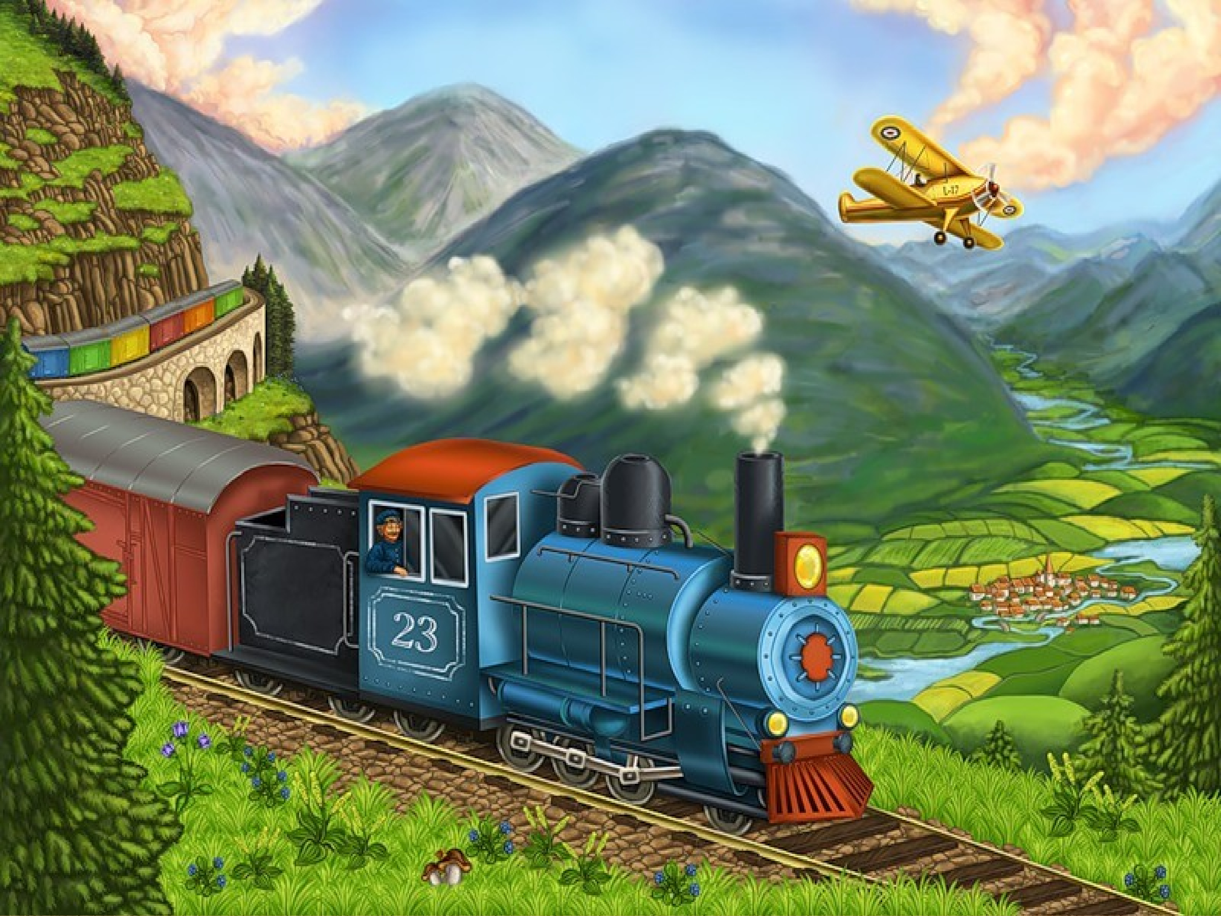Волшебная железная дорога. Сказочный поезд. Поезда для детей. Волшебный поезд. Сказочный паровоз.