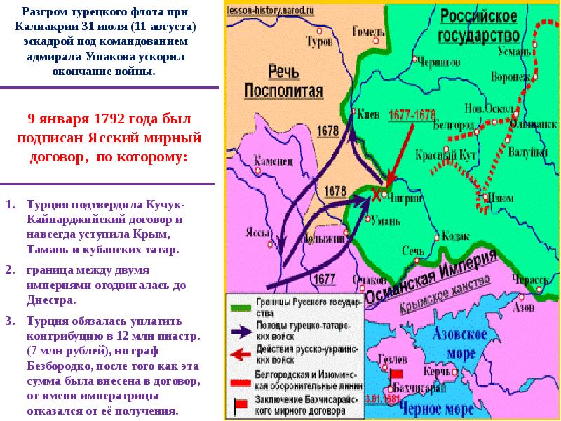 Место соединения русской и турецкой эскадр и их совместные действия под командованием ушакова карта