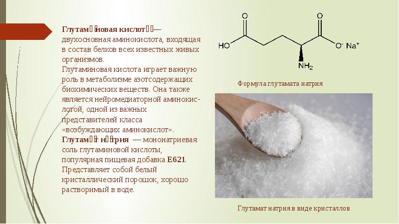 Глутамат натрия проект по химии