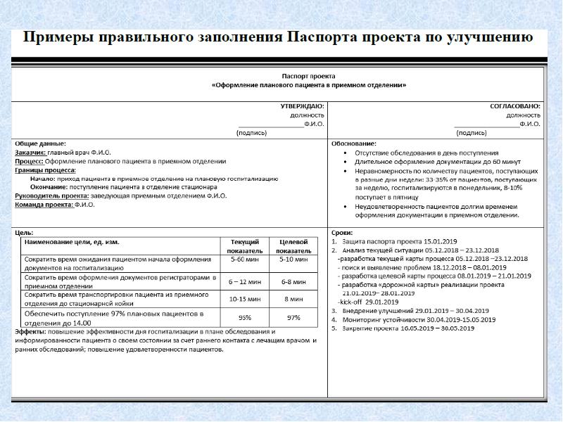 Оценка паспорта проекта