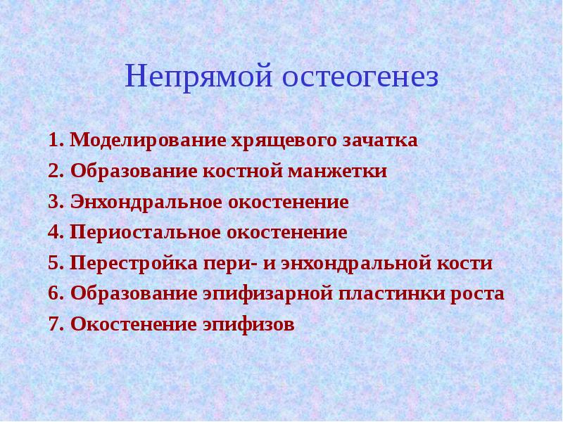 Непрямой остеогенез. Периостальное окостенение. Образование костной манжетки. Непрямой остеогенез 4.