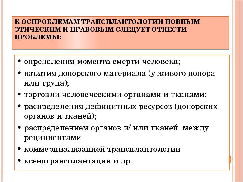 Этические проблемы трансплантологии презентация