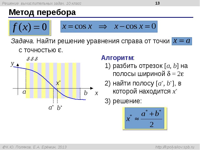 Решение вычислительных задач. Решение уравнений методом перебора. Решение вычислительных задач на компьютере. Решение задач методом перебора. Методы решения вычислительных задач.