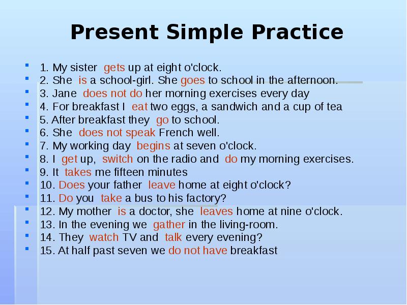 Grammar Present Tenses