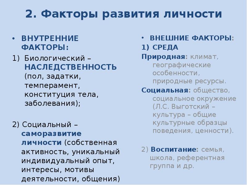 Выберите факторы развития личности. Факторы формирования личности. Внешние и внутренние факторы развития личности. Внутренние факторы развития личности. Социальные факторы формирования личности.