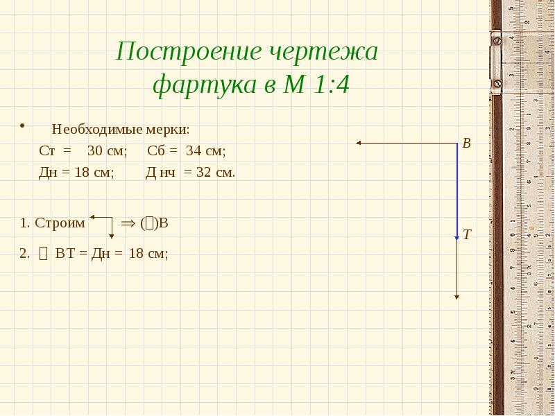 Какие мерки необходимы для построения чертежа фартука